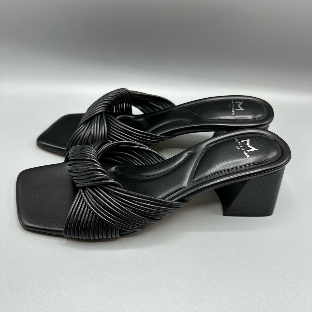 Marc Fisher LTD Women's Heeled Leather Sandals Black Sz 9M